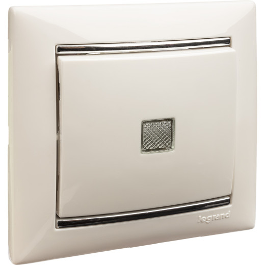 Выключатель одноклавишный с подсветкой - Legrand Valena - 10А 250В схема 1L безвинтовые зажимы - белый