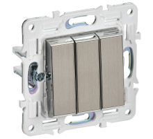 IEK SKANDY Никель Выключатель 3-клавишный 10А SK-V11N