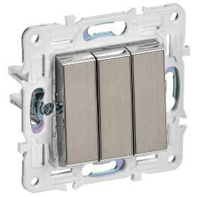 IEK SKANDY Никель Выключатель 3-клавишный 10А SK-V11N