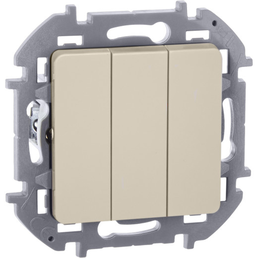 Выключатель трёхклавишный - Legrand/Daccord Inspiria - 10АХ 250В винтовые зажимы - слоновая кость