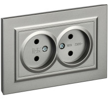 IEK BRITE Сталь Розетка 2-я без з/к/ш 10А в сборе РС12-2-БрС
