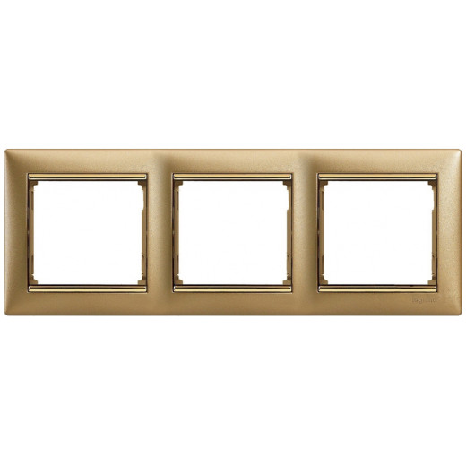 Рамка 3 поста - Legrand Valena - матовое золото