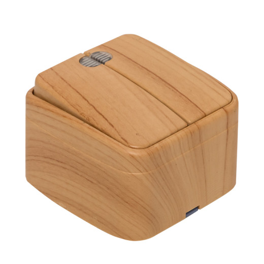 Выключатель 2-клавишный ОП Минск 10А с индикатором светлое дерево EKF