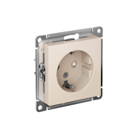 Systeme Electric AtlasDesign Беж Розетка с/з со шторками, 16А, механизм