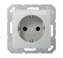 JUNG Розетка SCHUKO® 16A 250V с защитой от детей с полем для надписи термопласт алюминий