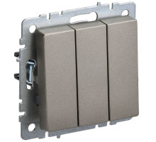 IEK BRITE BASE Шампань Выключатель 3-кл 10А ВС10-3-0-БрШ
