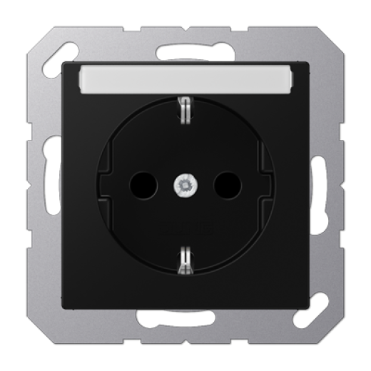 Розетка SCHUKO® 16A 250V с защитой от детей, с полем для надписи, термопласт, черный матовый