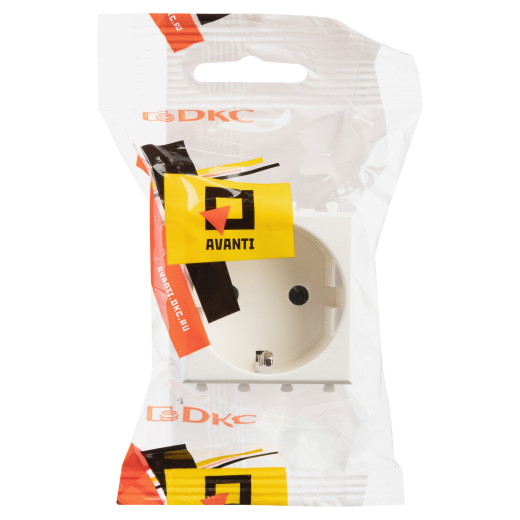 Розетка модульная, 2P+E, с з/ш, Avanti, белое облако, 2 модуля