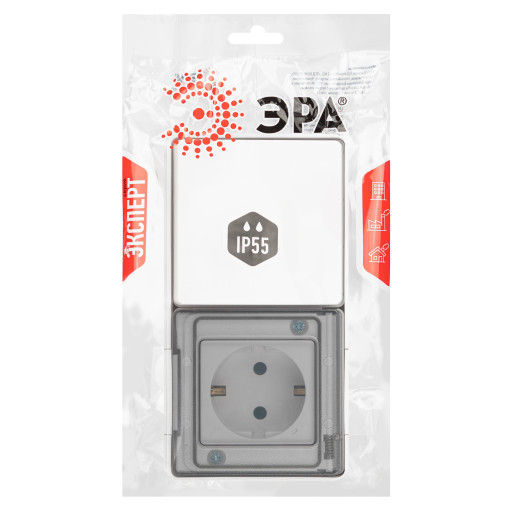 Блок розетка с выключателем ЭРА Эксперт 11-7501-01 IP55 16A-10AX-250В ОУ белый