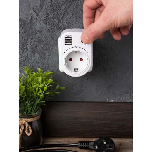 Розеточный блок SB-01 (розетка 2P+E 16А, 2 USB разъема 5V 2,1A) EKF PROxima