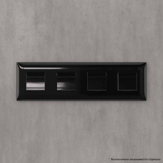 Рамка 4 поста (8 мод.), Avanti, черный квадрат