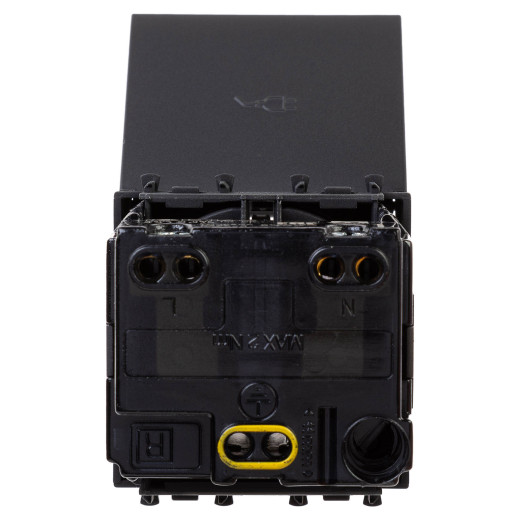 Розетка с крышкой модульная, 2P+E, с з/ш, Avanti, черный матовый, 2модуля