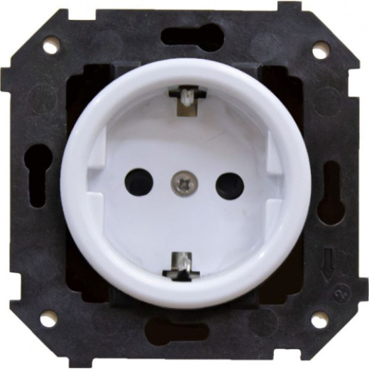 Розетка с З.К. (скрытый монтаж), Белый