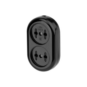 REXANT Колодка 2 гнезда карболитовая б/з 16 А, черная.