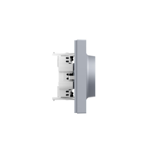 Механизм розетки двойной, 16А, с заземлением, со шторками, с рамкой, алюминий Эпика EKF