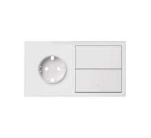 Simon 100 Белый матовый Кит 2 поста, фронт. Накладка на 1 розетку Schuko + 1 клавиша выключателя + 1 заглушка