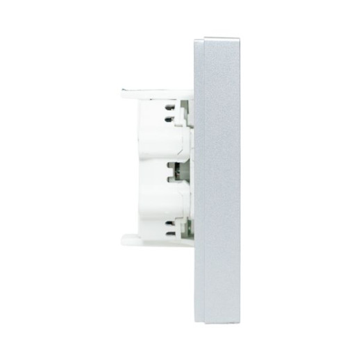 Механизм розетки двойной, 16А, без заземления, со шторками, с рамкой, алюминий Эпика EKF