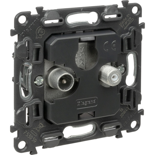 Valena IN'MATIC.Розетка оконечная TV-SAT 10дБ, диапазоны 5-862МГц/950-2400 МГц.