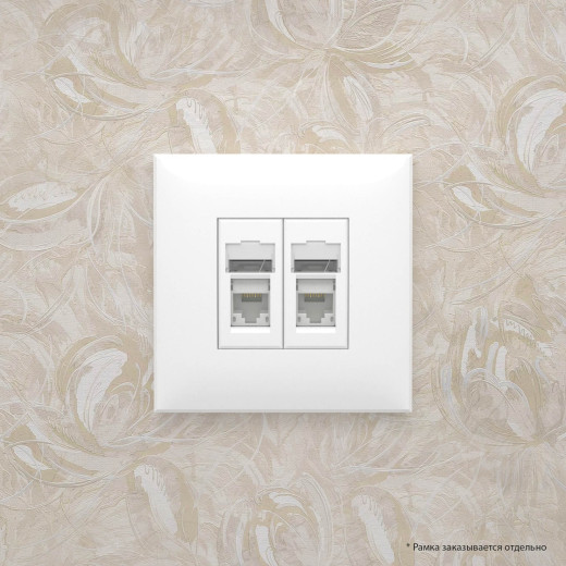 Компьютерная розетка RJ-45 в стену, кат.6 двойная,