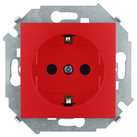 Simon 15 Красная Розетка с/з, 16А, 250В, винт.зажим