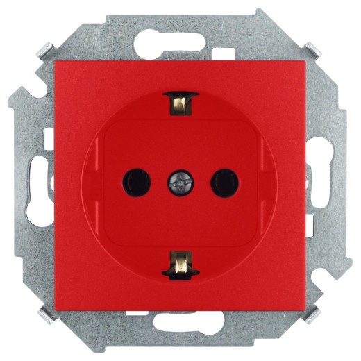Simon 15 Красный Розетка 2P+E Schuko, 16А, 250В, винт.заж.