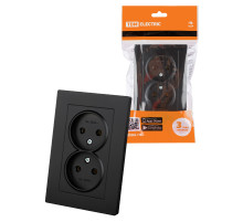 TDM Розетка двойная 2П 10А 250В черная 