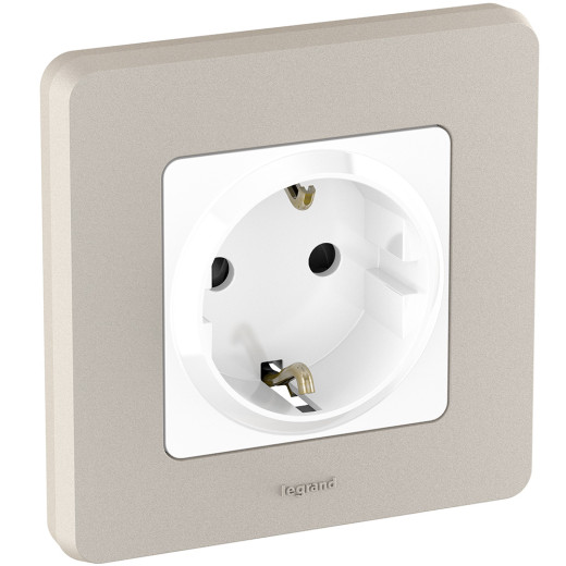 Розетка с заземлением - Legrand/Daccord Inspiria - со шторками 16А 250В винтовые зажимы - белый