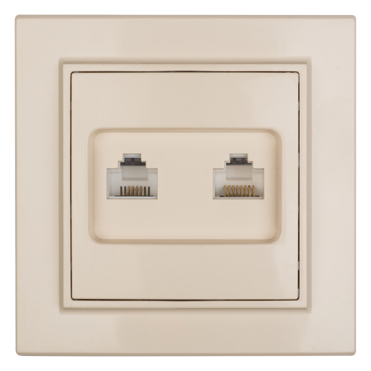 Минск Розетка RJ-45 2-местная СП бежевая EKF