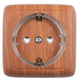 Hegel Альфа наруж Дуб РА16-174-05 Розетка с/з, со шторками, с изол. пластиной