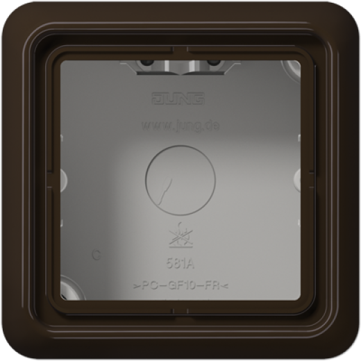 Коробка накладная  с рамкой, 1-кратная, коричневая