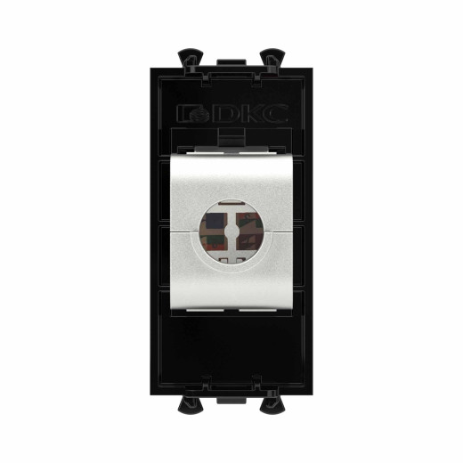 Компьютерная розетка RJ-45 без шторки модульная, кат.6А экранированная, Avanti, черный квадрат, 1 модуль