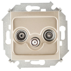 Simon 15 Шампань Розетка R-TV-SAT одиночная, винт.зажим