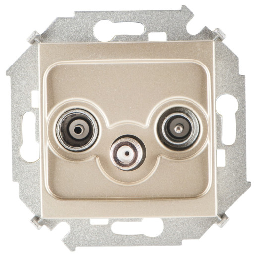 Simon 15 Шампань Розетка R-TV-SAT одиночная, винт.заж.