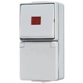 JUNG Штепсельная розетка SCHUKO для накладного монтажа с контрольным выключателем IP44