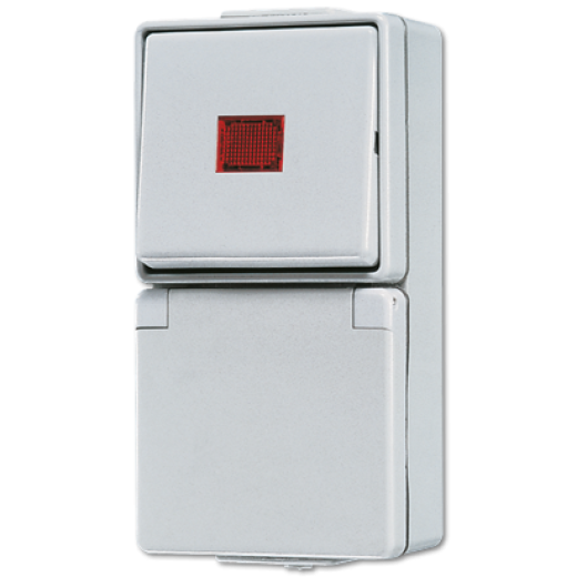 Штепсельная розетка SCHUKO для накладного монтажа с контрольным выключателем IP44