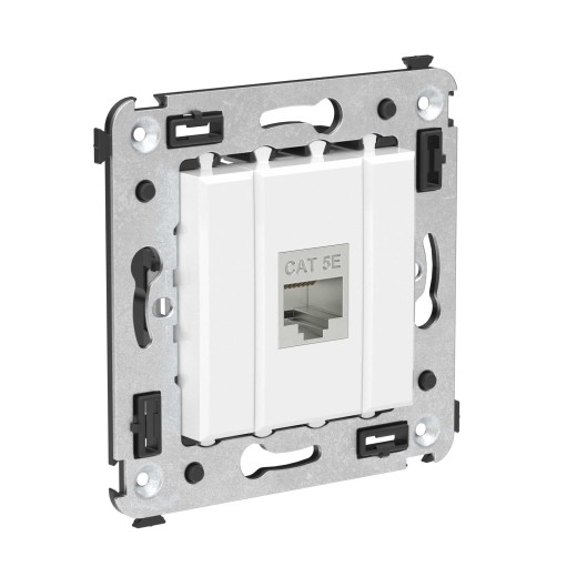 Компьютерная розетка RJ-45 без шторки в стену, кат.5e одинарная экранированная, Avanti, белое облако