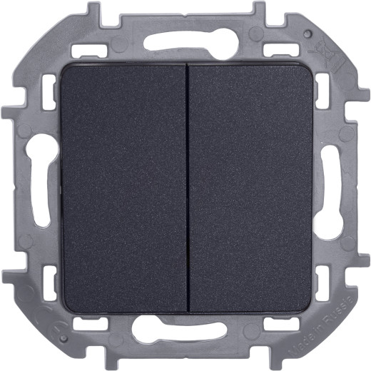 Выключатель двухклавишный - Legrand/Daccord Inspiria - 10АХ 250В безвинтовые зажимы - антрацит