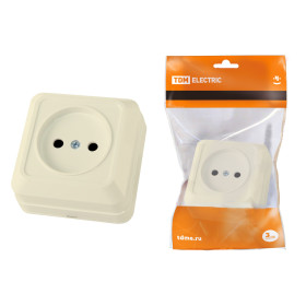 TDM Розетка 2П открытой установки IP20 10А 250В (керамика) сл. кость 