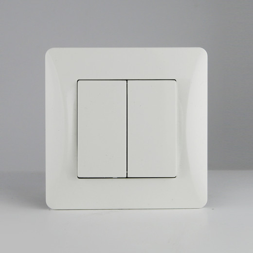 Выключатель двухклавишный, 10А, 220-250V (белый)