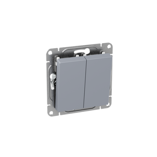 Механизм выключателя, двухклавишный, алюминий Эпика EKF