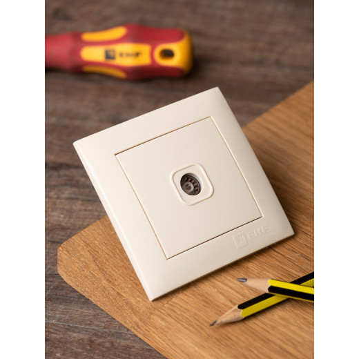 Валенсия розетка телевизионная 1-местная 75Ом 5-862МГц кремовая EKF PROxima