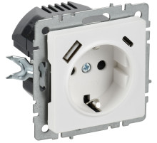 IEK BRITE Роз. с з/к/ш 16А с USB A+C 18Вт РЮш11-1-БрАБ а/б