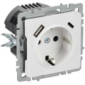 IEK BRITE Роз. с з/к/ш 16А с USB A+C 18Вт РЮш11-1-БрАБ а/б