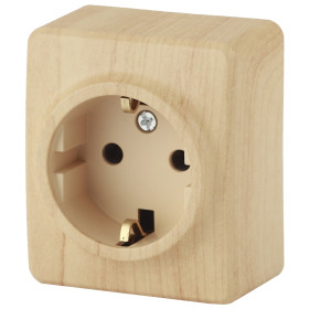 ЭРА Розетка Эксперт 11-2204-11 с заземлением 2P+E Schuko со шторками 16A-250В IP20 ОУ сосна