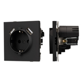 Arlight Механизм розетки с USB зарядкой SCT-TENDO-MUAA-SFPL-BK (230V, 16A) (-)