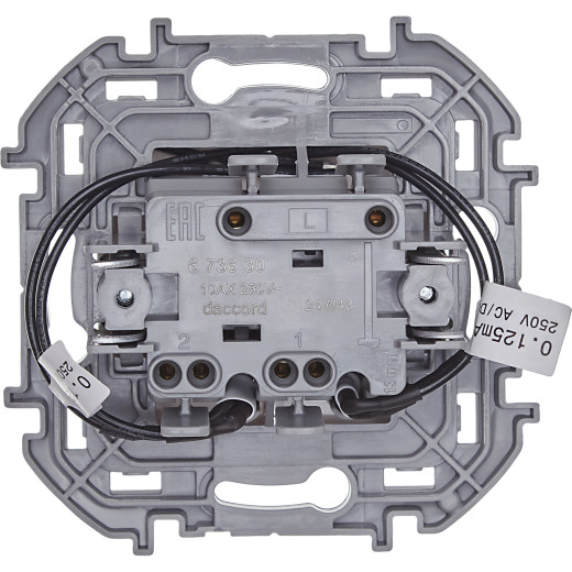 Выключатель двухклавишный с подсветкой/индикацией - Legrand/Daccord Inspiria - 10АХ 250В безвинтовые зажимы - белый