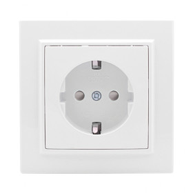 EKF Basic Минск Белый Розетка с/з, со шторками, 16А, СП.