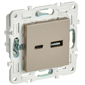 IEK SKANDY Шампань Розетка USB A+C 3,1А SK-R14Sh