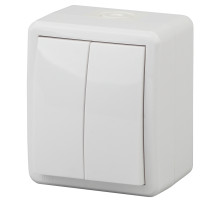 ЭРА Выключатель Эксперт 11-1404-01 двойной IP54 10АХ-250В ОУ белый