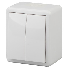 ЭРА Выключатель Эксперт 11-1404-01 двойной IP54 10АХ-250В ОУ белый